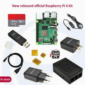 מוצרון Arduino ו raspberry pi ערכת ה Raspberry pi 4 הממולצת על ידינו - Raspberry pi 4B (2/4/8GB）complete kit with 64GB SD card adapter black case HDMI )